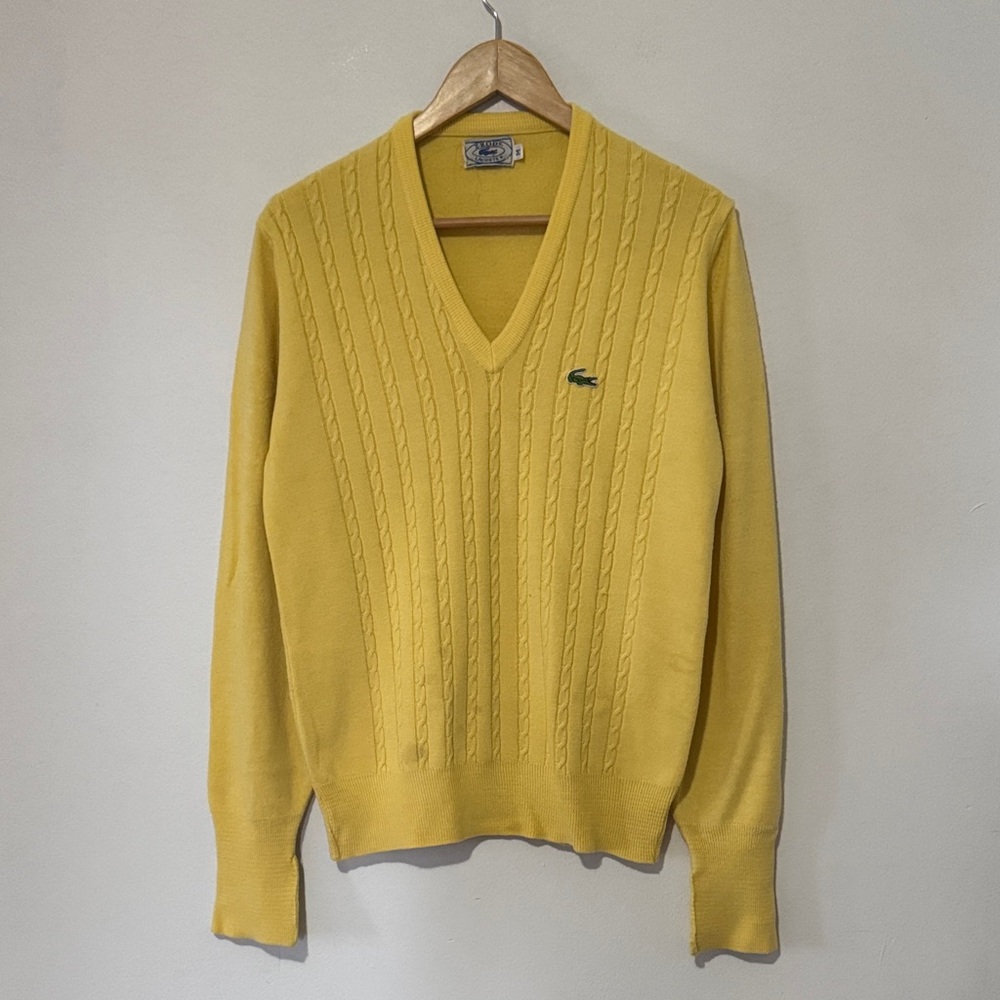 Vintage Izod Lacoste Sweater / Medium / 1970s / Yellow